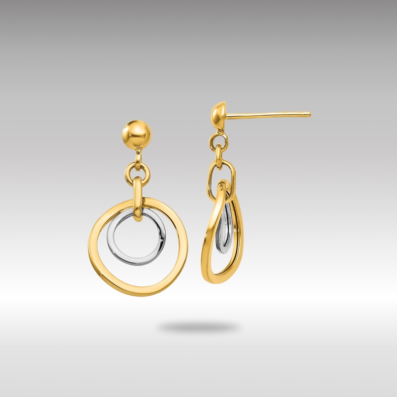 Gold Two-tone Circle Post Dangle Earrings – Model TL798