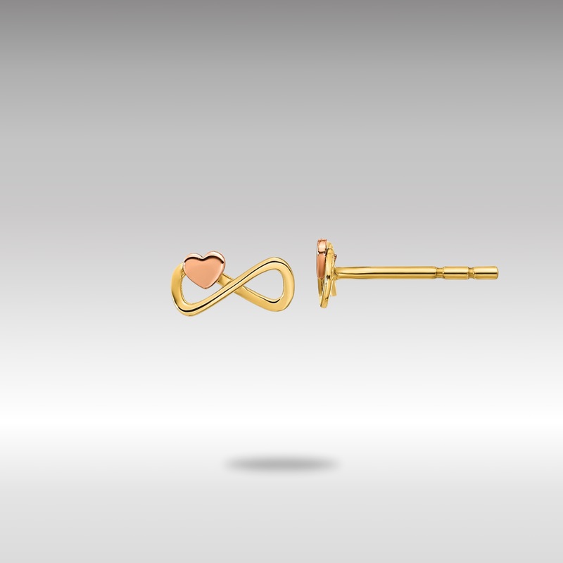 Gold Two-tone Infinity with Heart Post Earrings – Model YE2023
