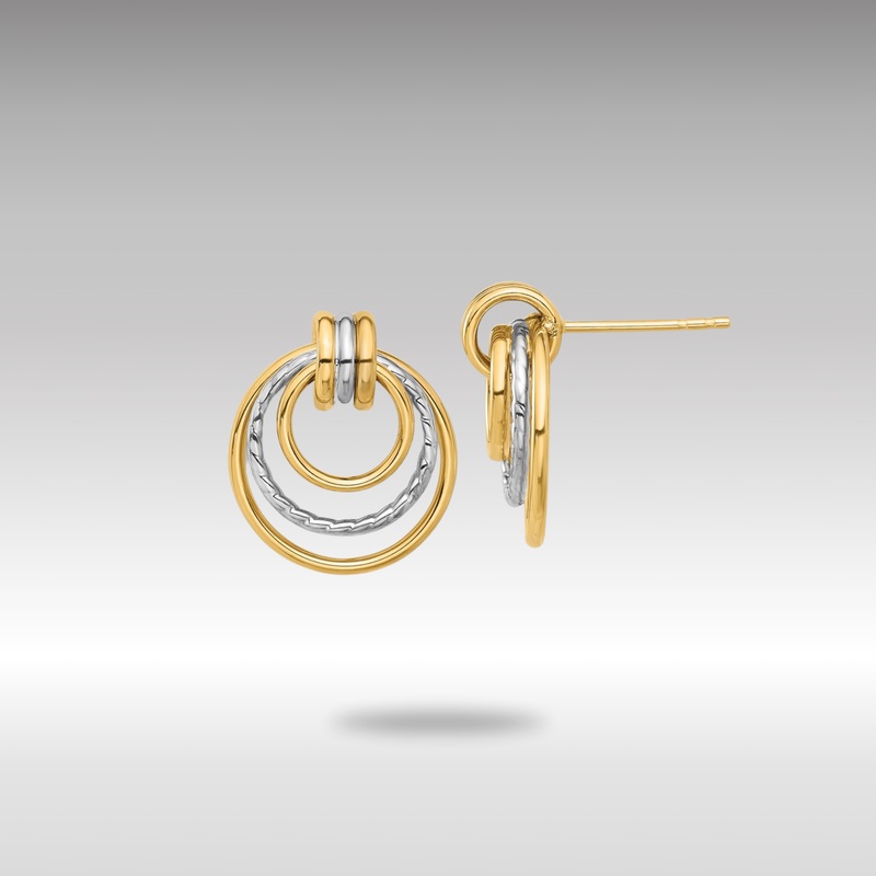 Gold Two-tone Polished Circle Drop Post Earrings – Model TF2316