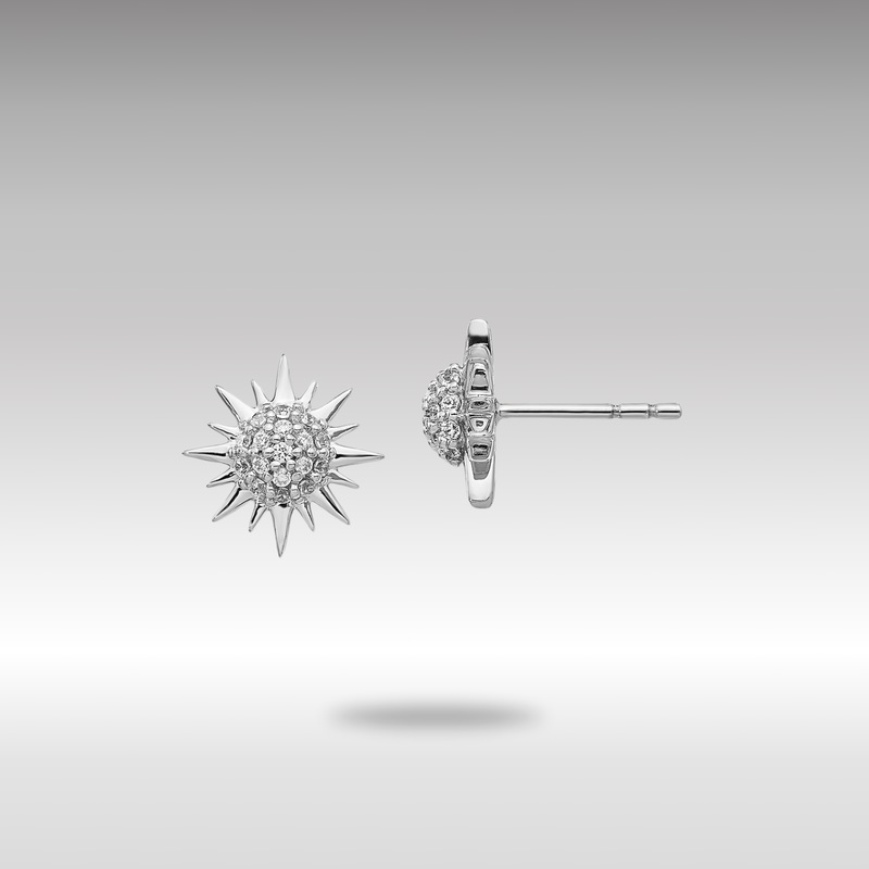 Gold White Gold Diamond Fancy Sun/Star Earrings – Model EM3920-020-WA