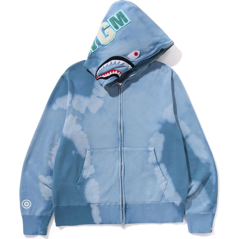 HAND DYE SHARK FULL ZIP HOODIE MENS