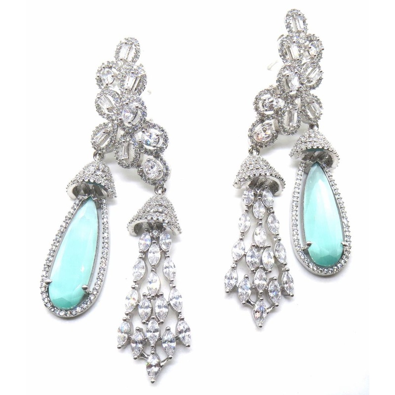 Jewelshingar Jewellery Fine Rhodium Jhumki Earrings For Women ( 51290EAD )