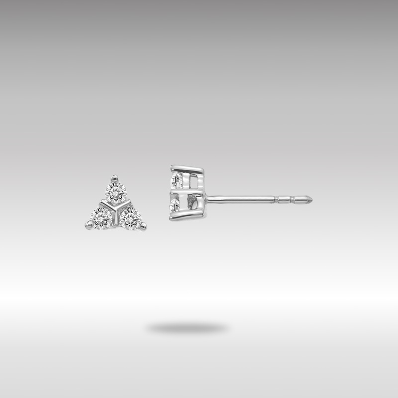 White Gold 3-stone Diamond Triangle Earrings – Model EM4171-025-WA