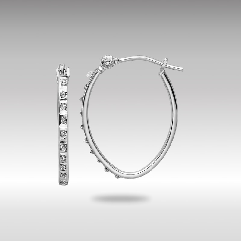 White Gold Diamond Fascination Oval Hoop Earrings – Model DF341