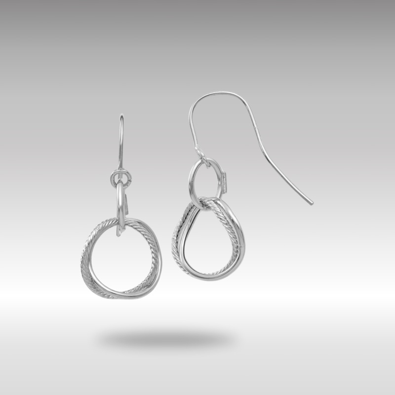 White Gold Small Twisted Circle Shepherd Hook Earrings Model-PRE877