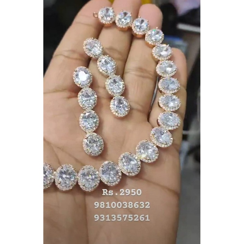 Zircon Necklace In Clear Colour And Rose Gold Plating By  NKWA0198