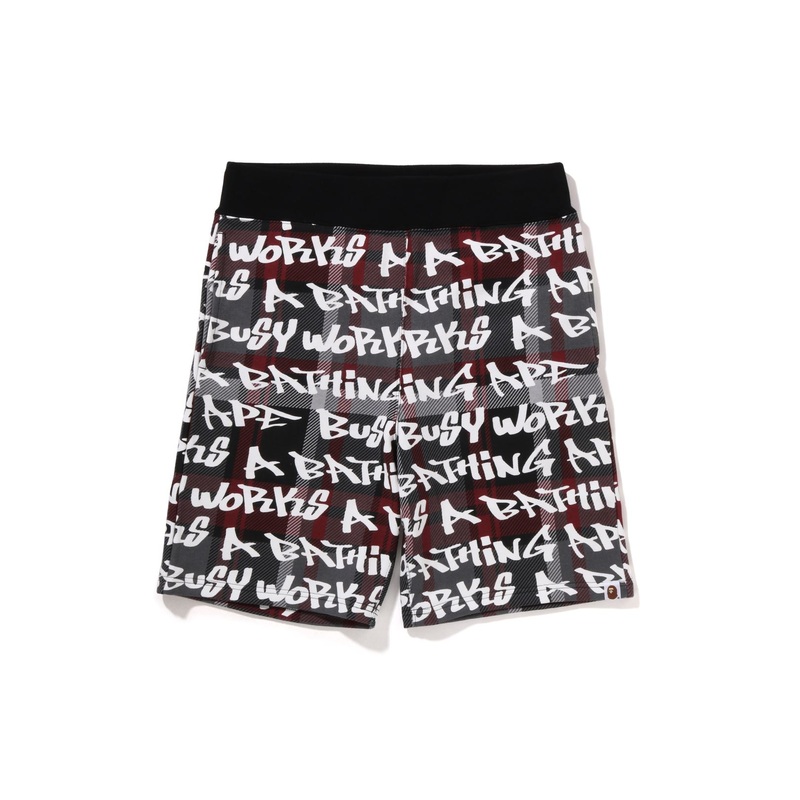 BAPE GRAFFITI CHECK SWEAT SHORTS MENS