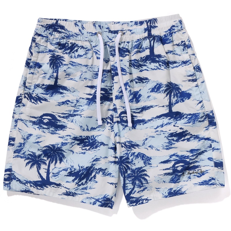 PALM TREE CAMO RELAXED FIT BEACH SHORTS MENS