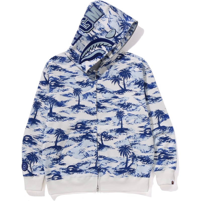 PALM TREE CAMO RELAXED FIT SHARK FULL ZIP HOODIE MENS