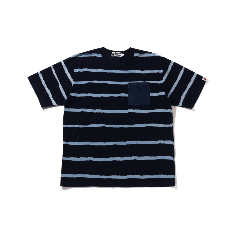 INDIGO DISCHARGE PRINT RELAXED FIT TEE MENS