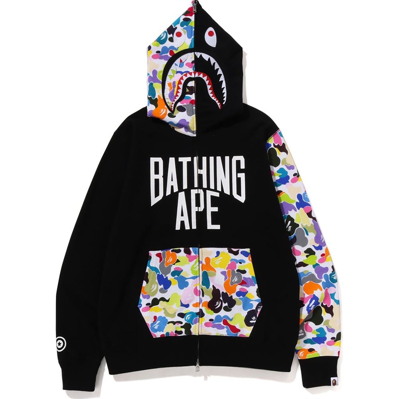 MULTI CAMO NYC LOGO SHARK FULL ZIP HOODIE MENS