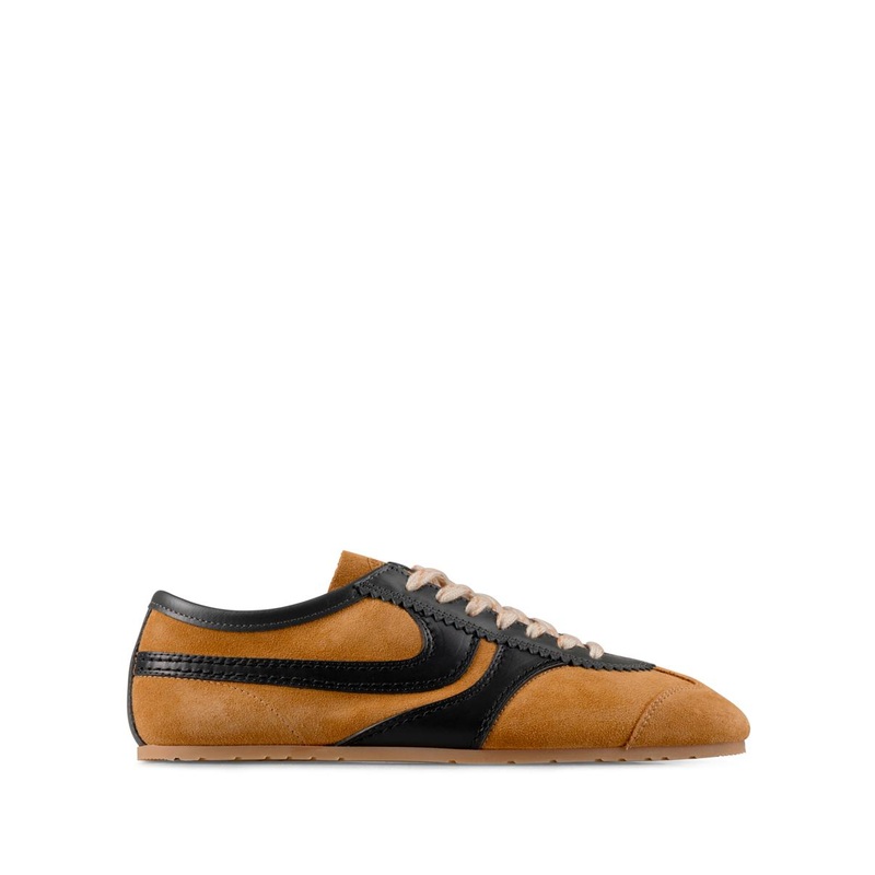 Dries Van Noten Double Lacing Suede Sneakers With Leather Inserts Shoes