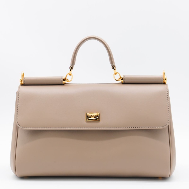 Dolce & Gabbana Beige Leather My Sicily Top Handle Bag