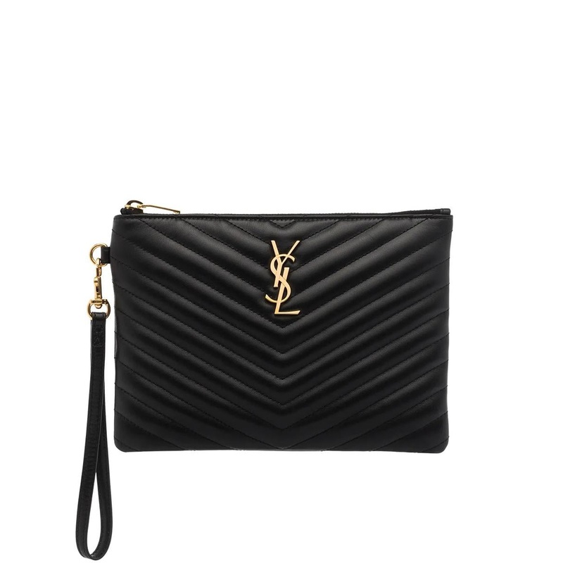 Saint Laurent Leather Matelass Cassandre Pouch Bags