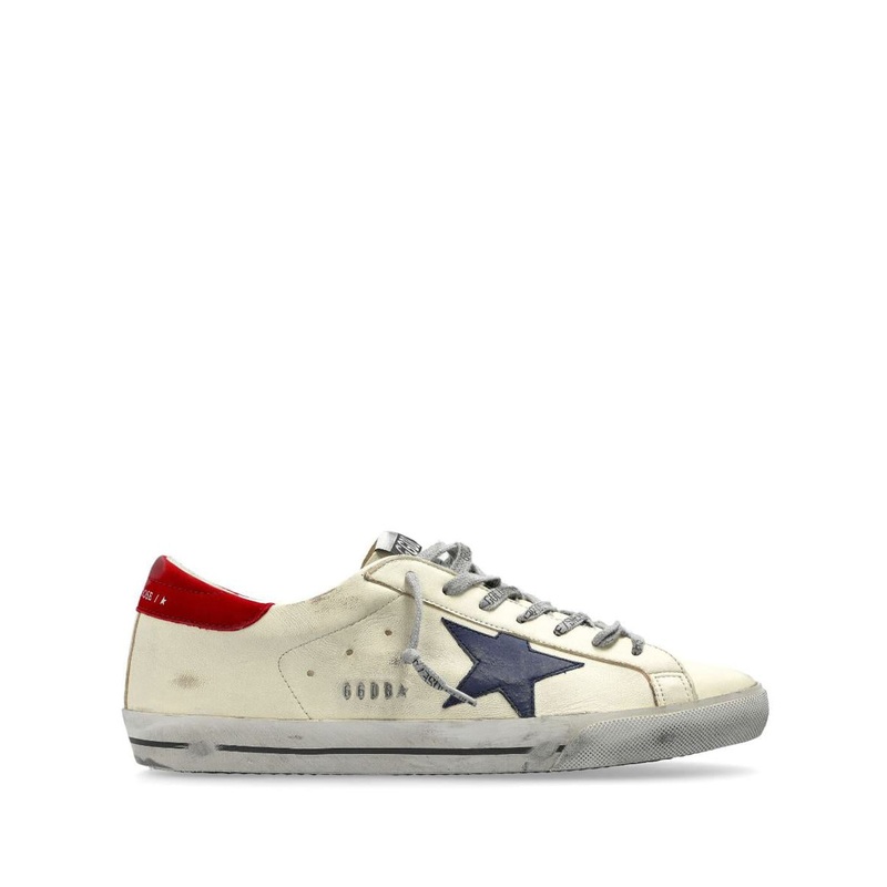 Golden Goose Beige And Red Leather Super-Star Sneakers