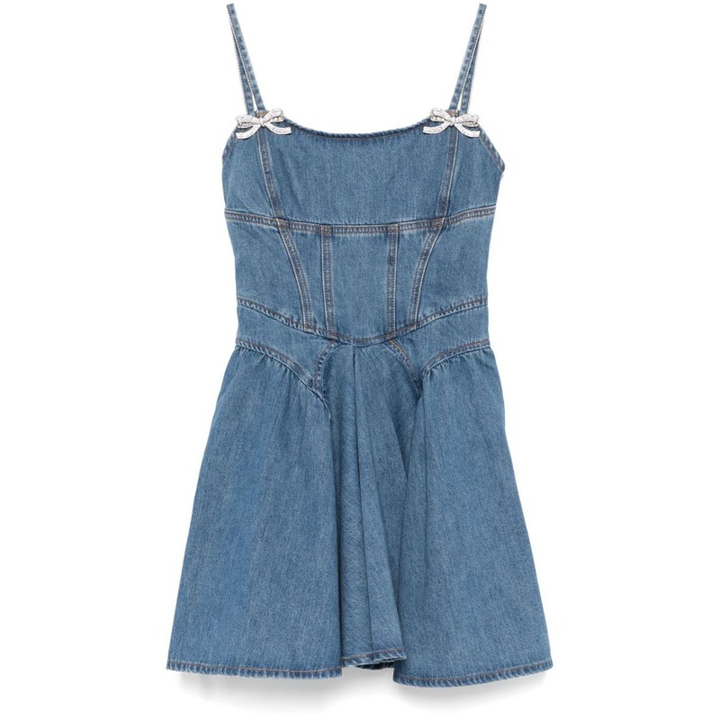 Self-Portrait Blue Cotton Mini Dress