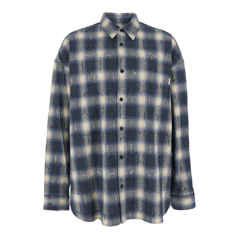 Needle Damaged Check Loose Fit Shirts