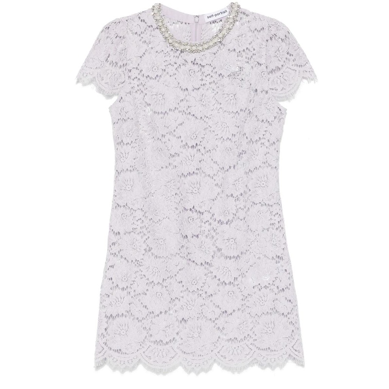 Self-Portrait Lilac Lace Mini Dress Clothing