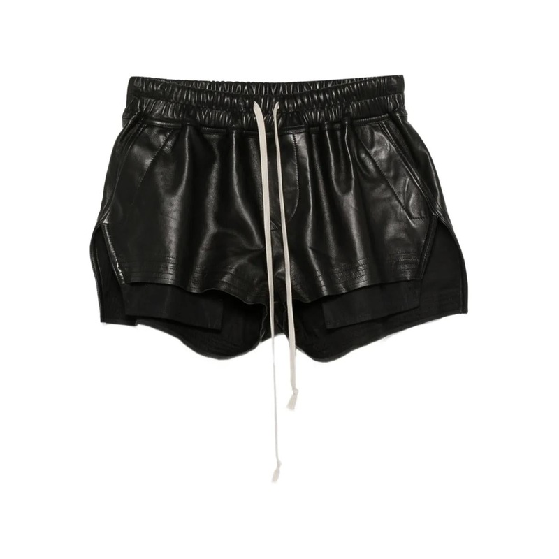 Rick Owens Leather Shorts With Drawstring