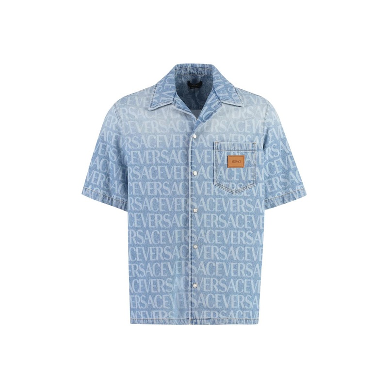 Versace Logo Detail Denim Shirt