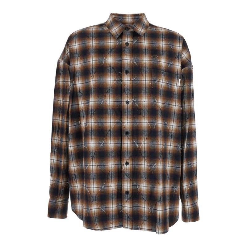 Argyle Damaged Check Loose Fit Shirts