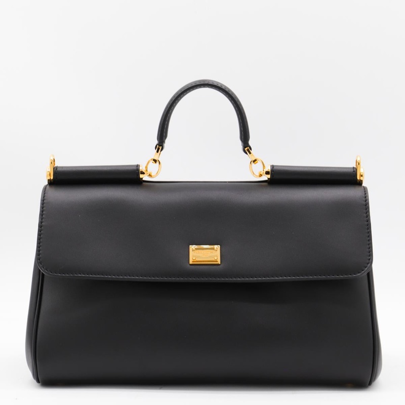 Dolce & Gabbana Black Leather My Sicily Top Handle Bag