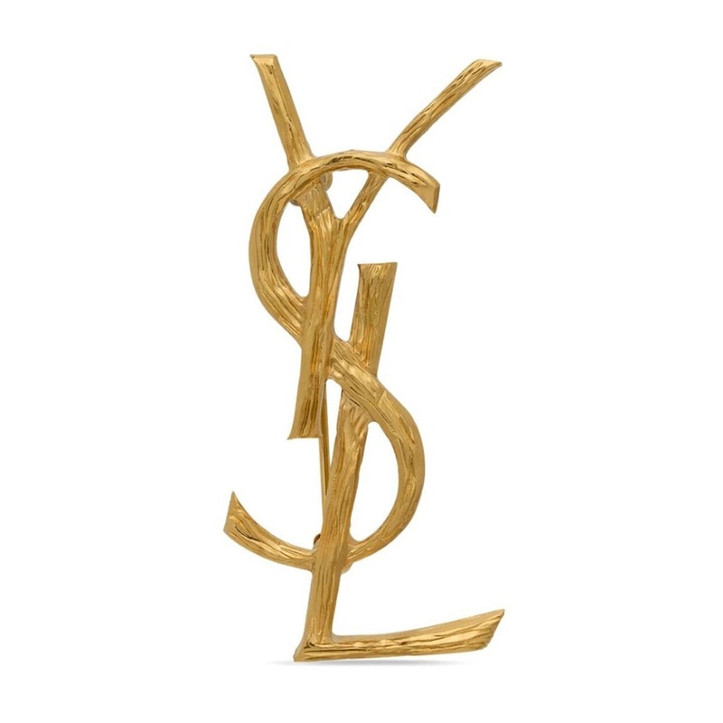 Saint Laurent Cassandre Metal Brooch With Engraved Texture Accessories