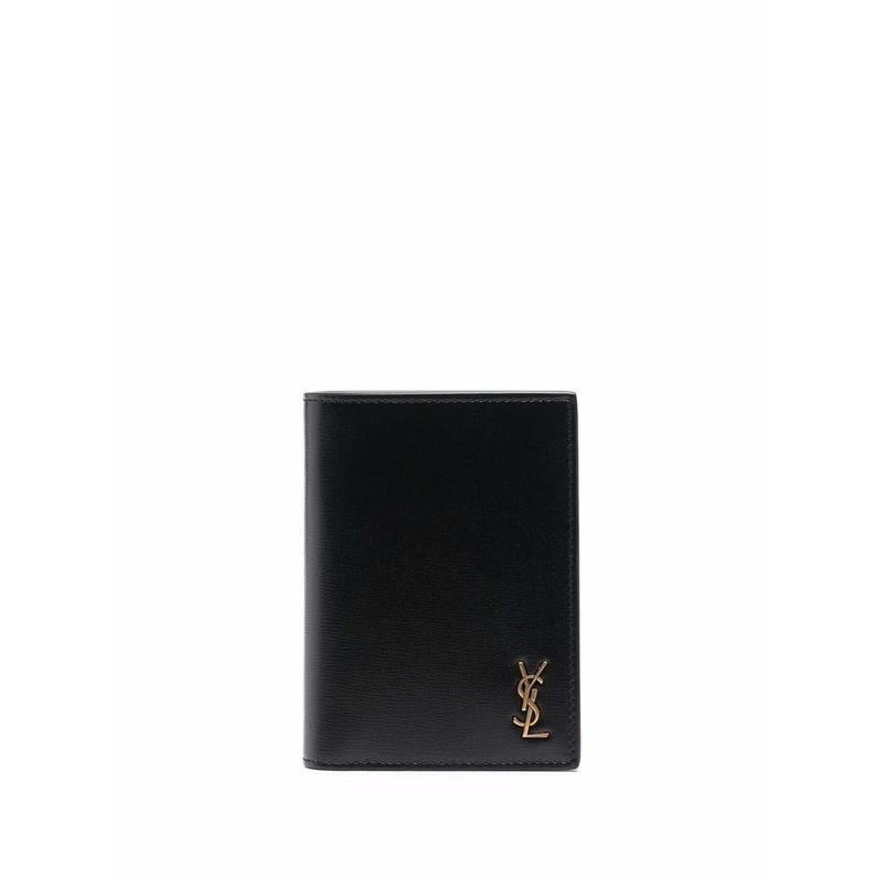 Saint Laurent Tiny Cassandre Credit Card Wallet In Shiny Leather Accessories