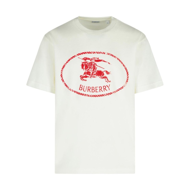 Burberry White Cotton Blend T-Shirt