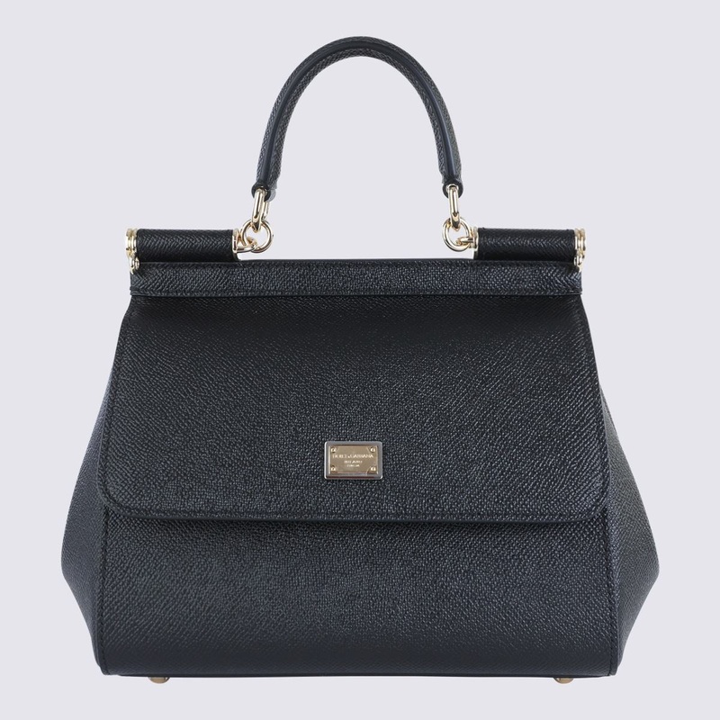 Dolce & Gabbana Black Leather Sicily Top Handle Bag
