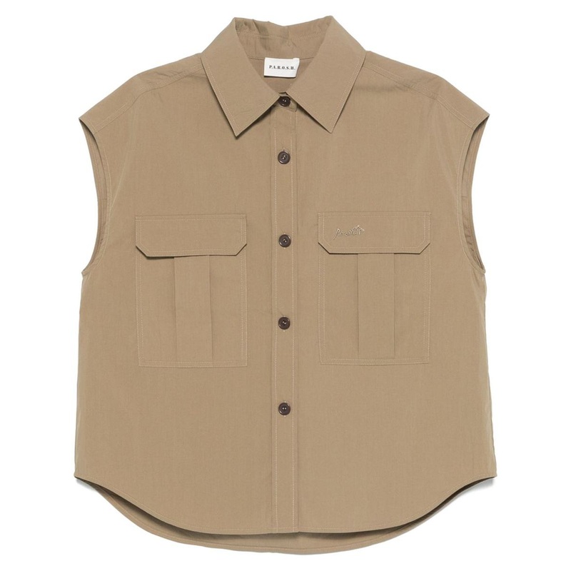 P.A.R.O.S.H. Cotton And Nylon Sleeveless Shirt