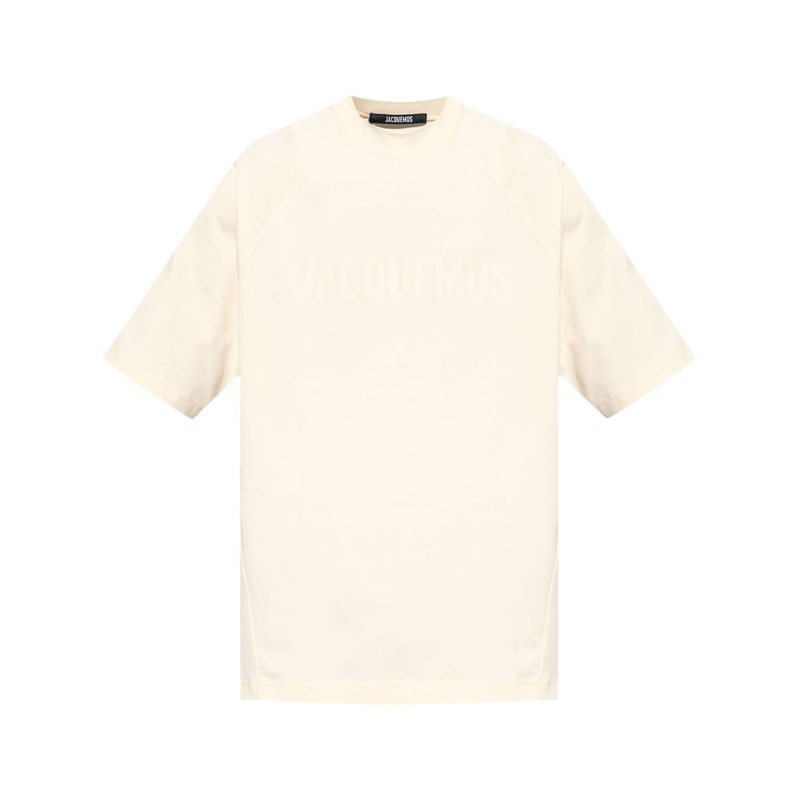 Jacquemus Beige Cotton T-Shirt With Front Logo