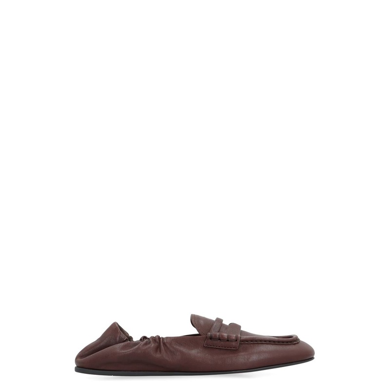 Miu Miu Ruches Leather Loafers