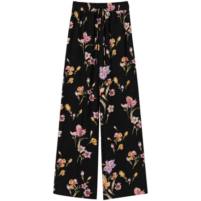Twinset Black Floral Pattern Trousers