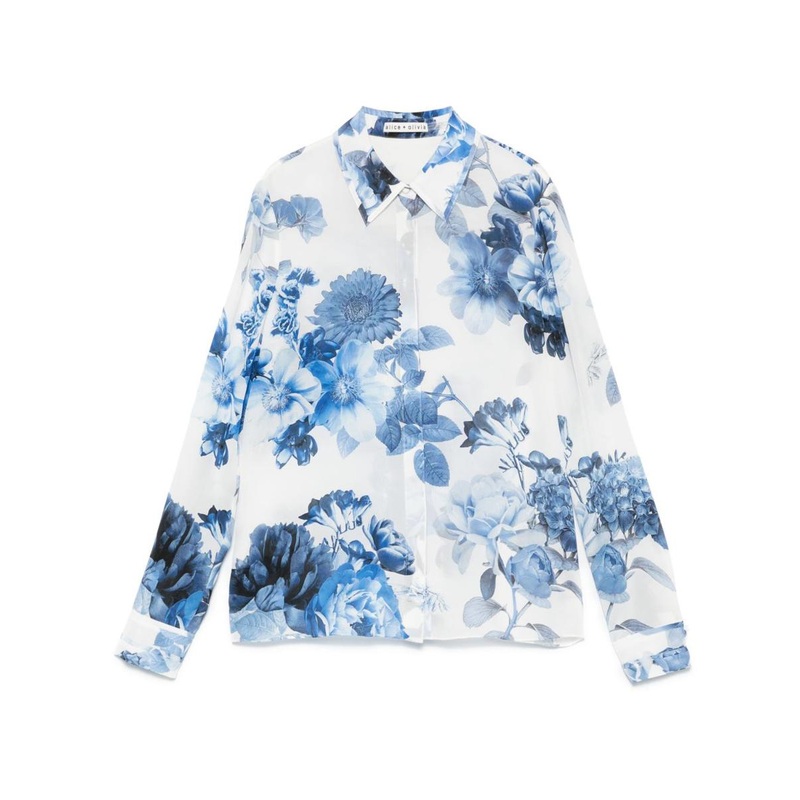 Alice + Olivia Willa Printed Silk Shirt