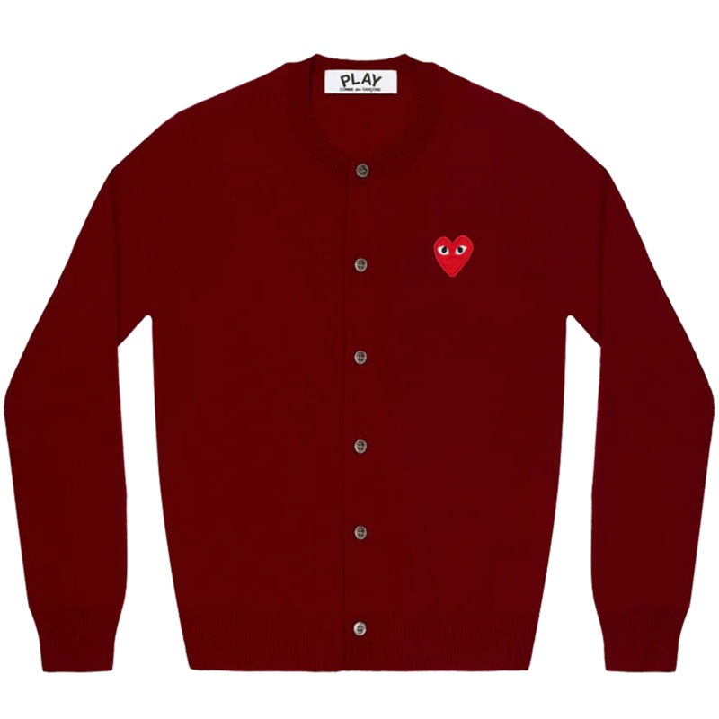 Round-Neck Red Emblem Cardigan Unisex