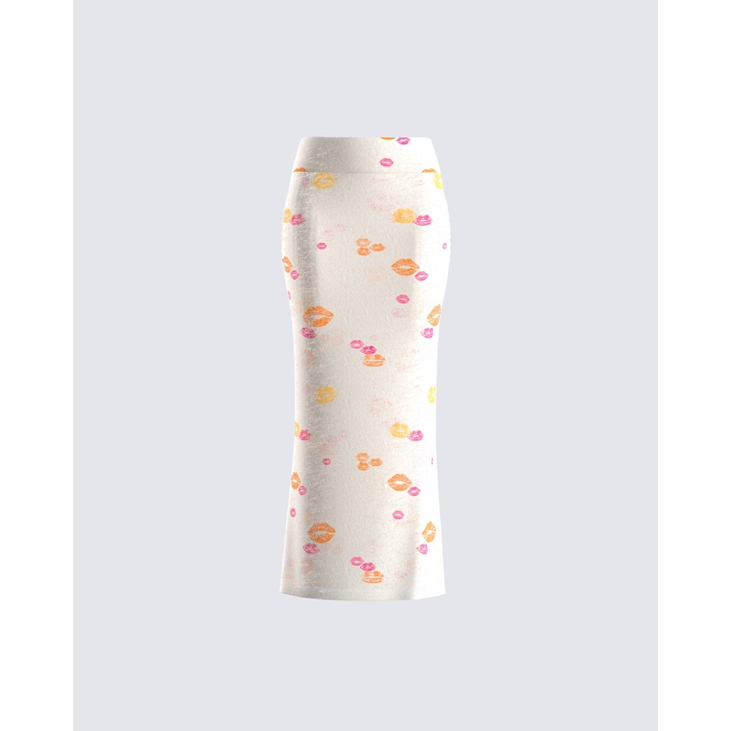 Aba Kiss Print Maxi Skirt