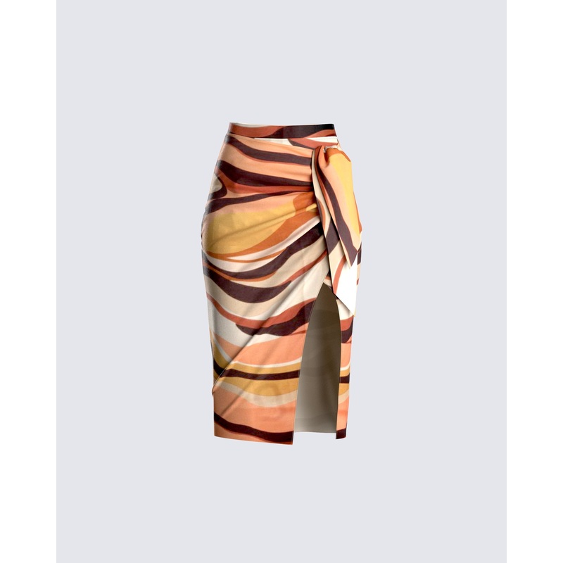 Coen Abstract Print Midi Skirt
