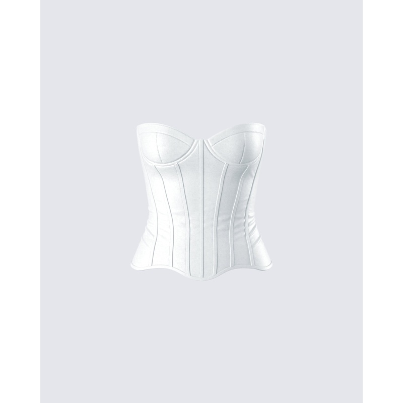 Dory White Satin Corset Top