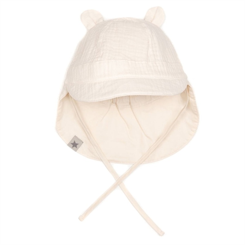 Huttelihut Muslin Safari Sunhat w. Ears Off-White