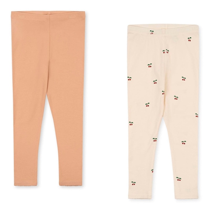 Konges Sljd Cherry\/ Toasted Almond Basic Leggings 2-pak