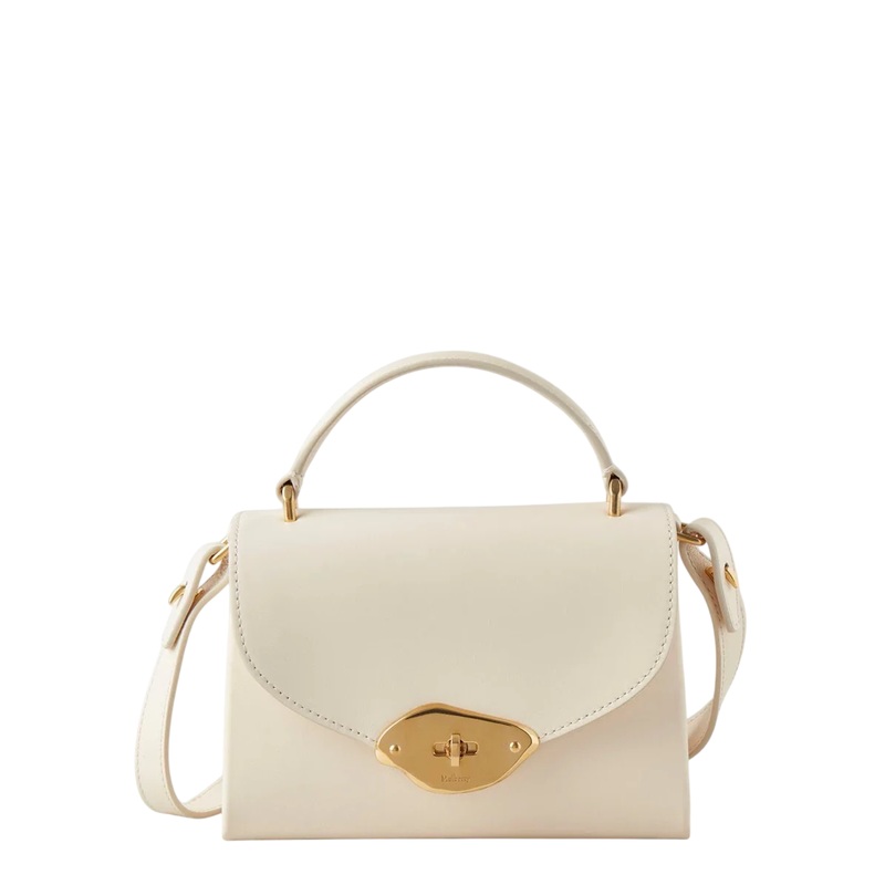 Small Lana Top Handle Eggshell High Gloss Leather