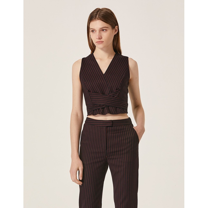 Striped Pattern Slim Fit Short Vest