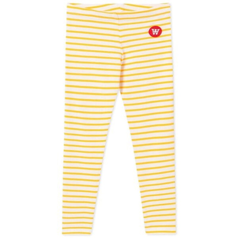 Wood Wood Ira Kids Leggings Off White\/Yellow Stripes