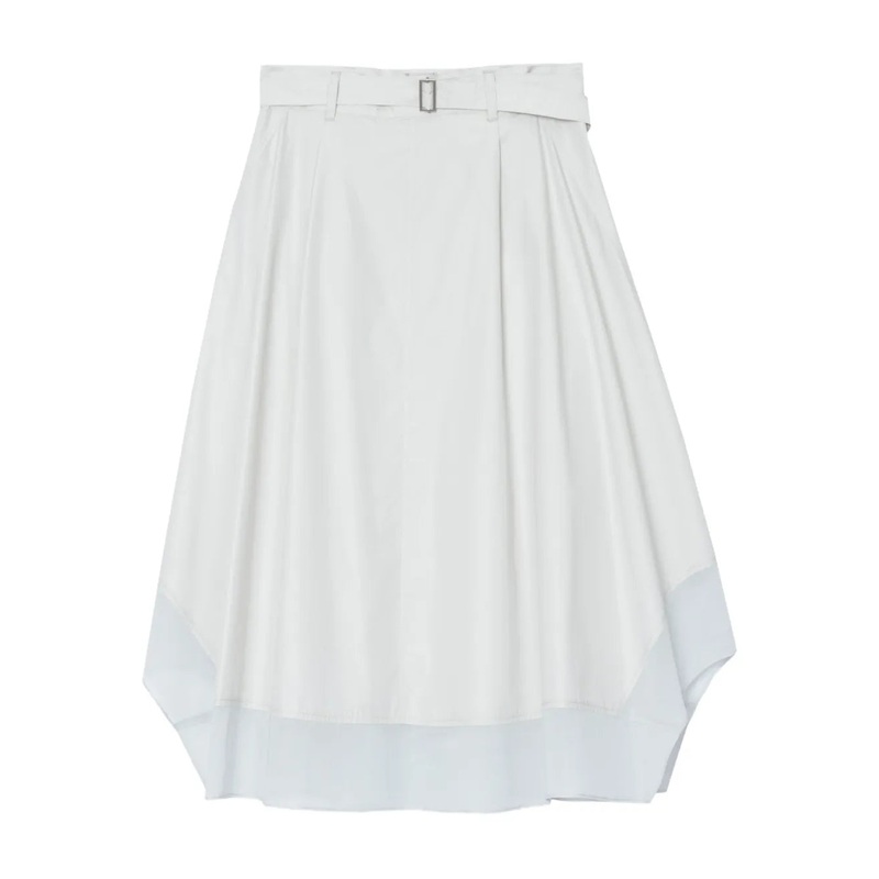 Belted Flounce Skirt With Chiffon Combo