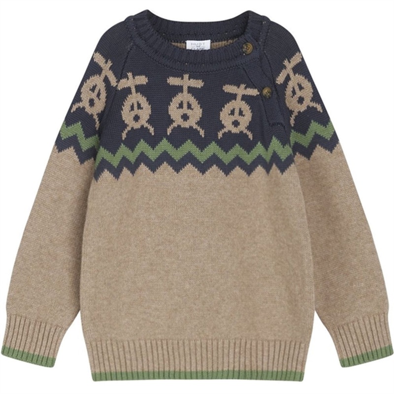 Hust \u0026 Claire Mini Deer Brown Melange Porter Knit Sweater