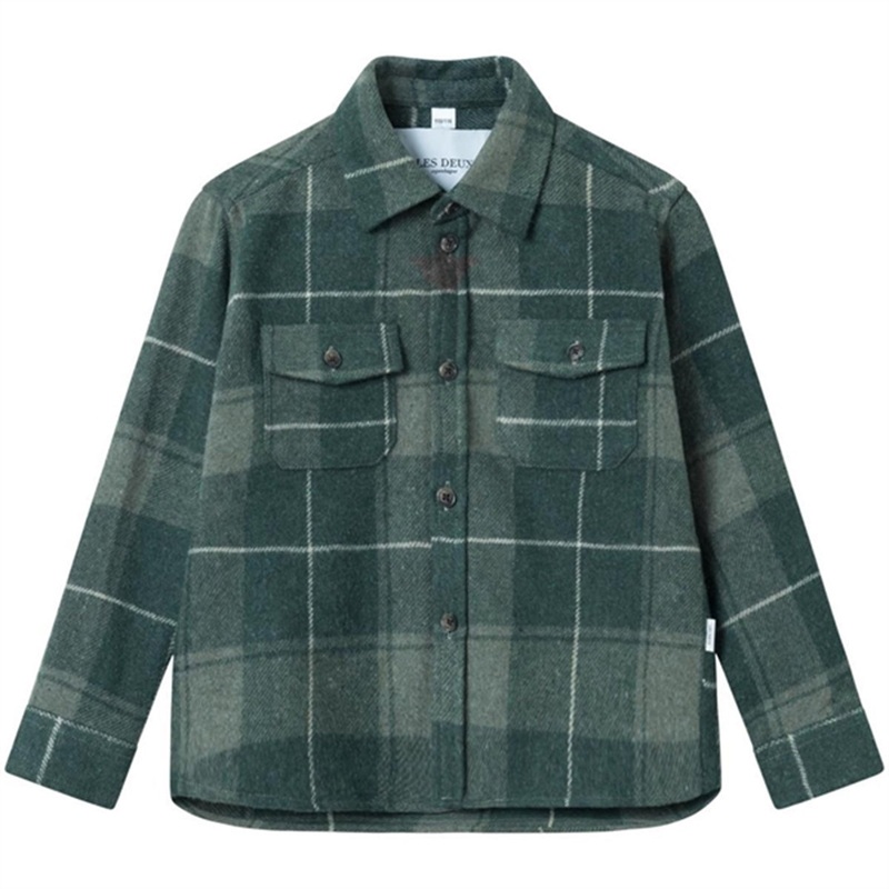 Les Deux Kids Olive Night\/Dusty Moss Lennon Check Overshirt