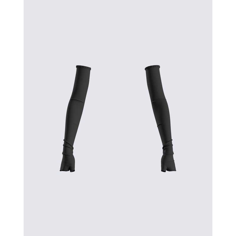 Meera Black Jersey Gloves