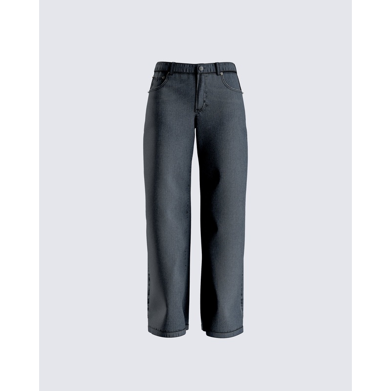 Frieda Grey Denim Wide Leg Jean