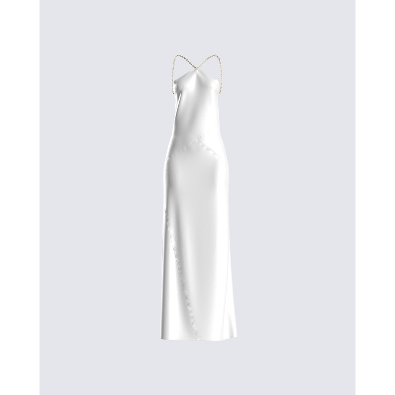 Nicola White Chain Maxi Dress
